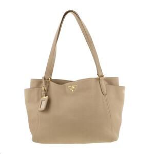 Prada Vitello Daino Leather Side Pocket Tote textured leather